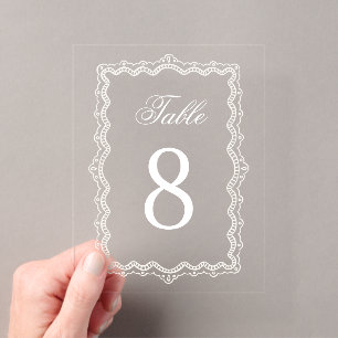White Lace Old Money Elegant Classy Wedding Acrylic Enclosure Card