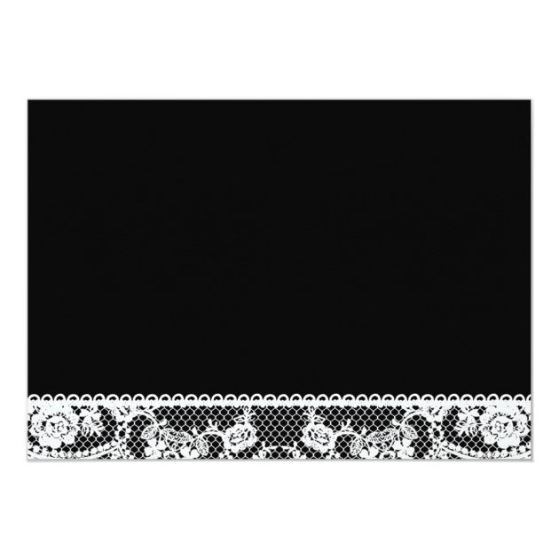 White Lace On Black Bridal Shower Party Invitation