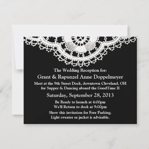 White Lace on Black Post_Wedding Reception Invitation