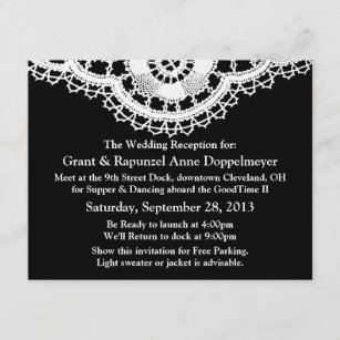 White Lace on Black (Post-Wedding Reception) Invitation