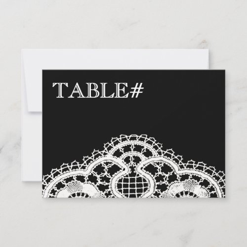 White Lace on Black Table Number Cards Invitation
