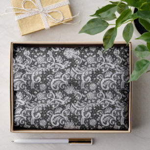 White Lace on Black Tissue Paper
