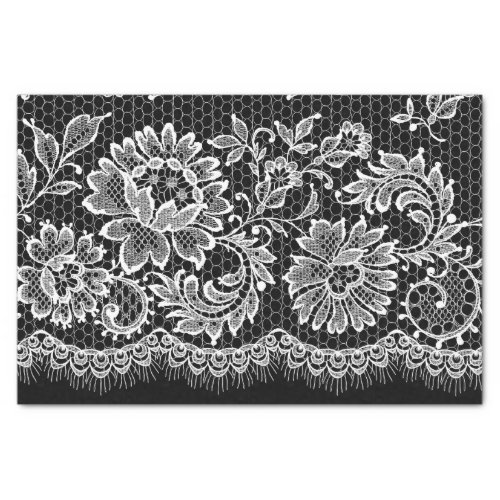 White Lace on Black _ Tissue Paper