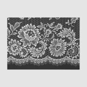 White Lace on Black - Tissue Paper