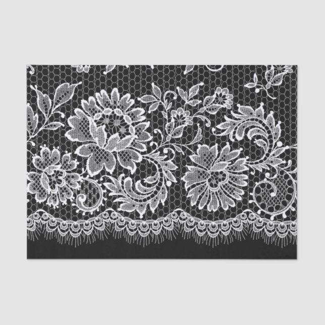 White Lace on Black - Tissue Paper (Front)