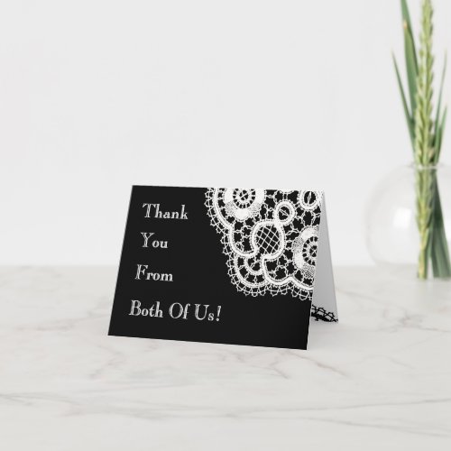 White Lace on Black Wedding Thank You Note