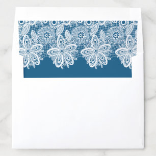 White Lace on Blue Envelope Liner