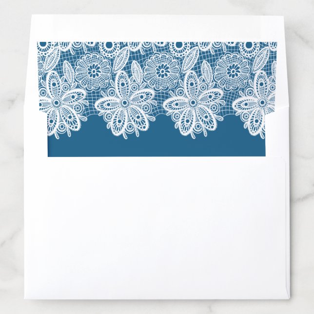 White Lace on Blue Envelope Liner (In Envelope)