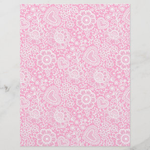 White lace on Pink Arts & Craft Scrapbook Paper