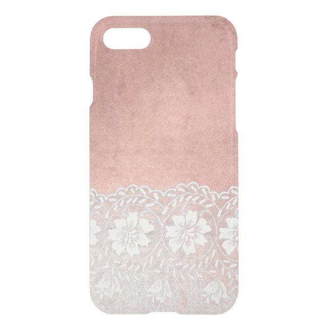 White lace on pink uncommon iPhone case (Back)
