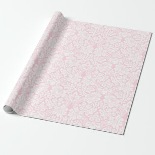 White Lace on Pink Wrapping Paper