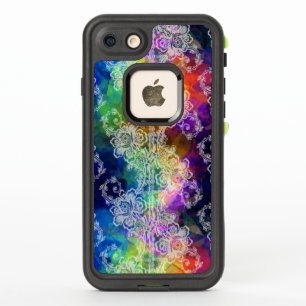 White Lace on Rainbow Tissue Paper