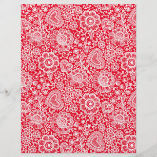 White Lace on Red Arts & Craft Scrapbook Paper