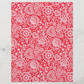 White Lace on Red Arts & Craft Scrapbook Paper