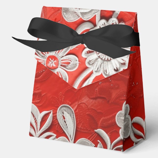 White Lace on Red Favor Boxes (Front)
