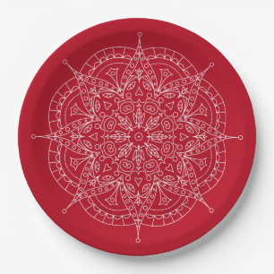 White Lace On Red Paper Plate