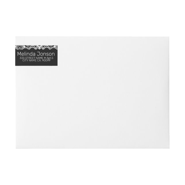 White Lace Over Black Wrap Around Label (Front)