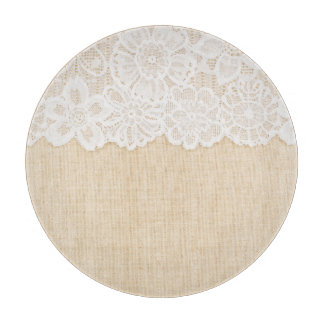 White lace over fabric design. cutting board
