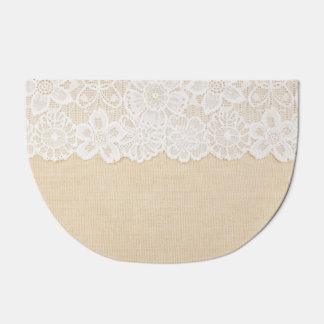 White lace over fabric design. doormat