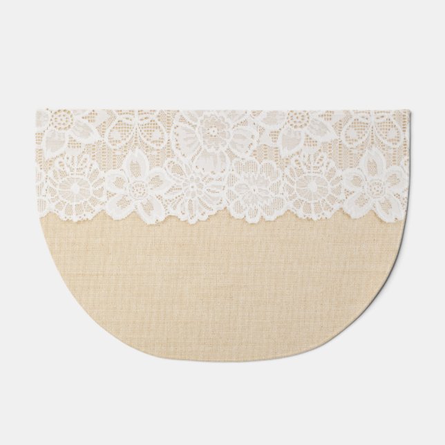 White lace over fabric design. doormat (Front)