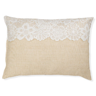 White lace over fabric design. pet bed