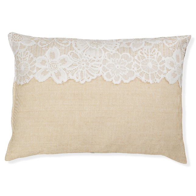 White lace over fabric design. pet bed (Front)
