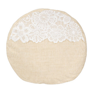 White lace over fabric design. pouf