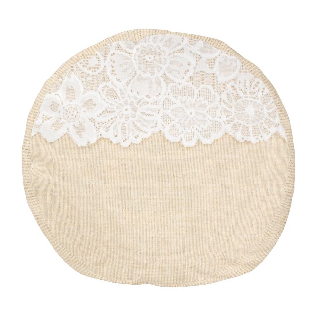 White lace over fabric design. pouf (Bottom)