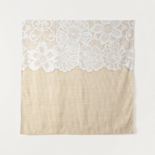 White lace over fabric design. tapestry