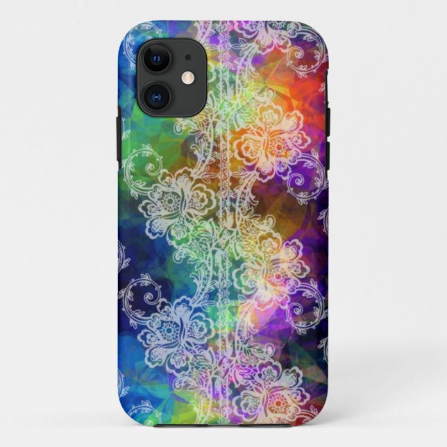 White Lace Over Rainbow Tissue Paper Case-Mate iPh iPhone Case (Back)