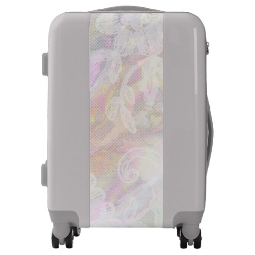  White Lace Pastel Soft Marble Luggage