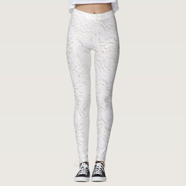 White Lace Pattern Leggings (Front)
