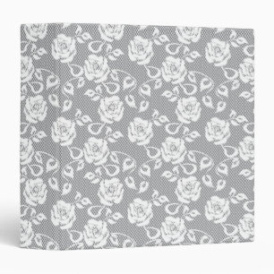 White lace pattern on gray background 3 ring binder