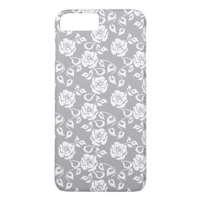 White lace pattern on gray background Case-Mate iPhone case (Back)