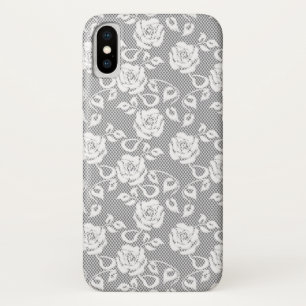 White lace pattern on gray background iPhone x case