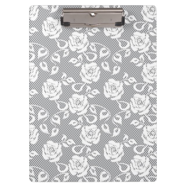White lace pattern on gray background clipboard (Front)
