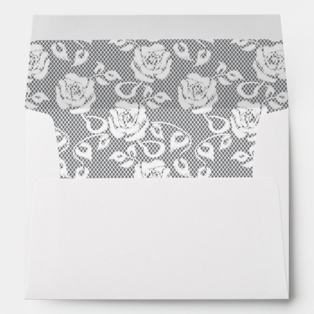 White lace pattern on gray background envelope (Back (Bottom))