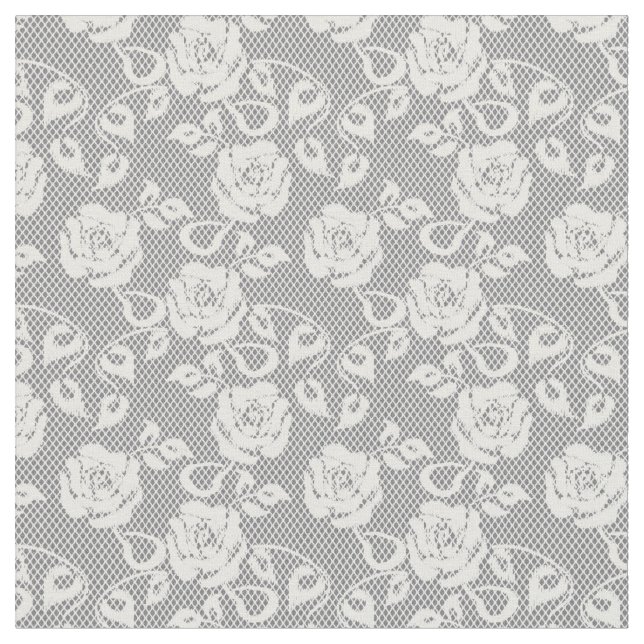 White lace pattern on gray background fabric (Close Up)