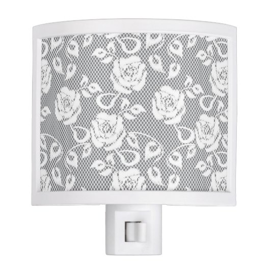 White lace pattern on gray background night light (Front)