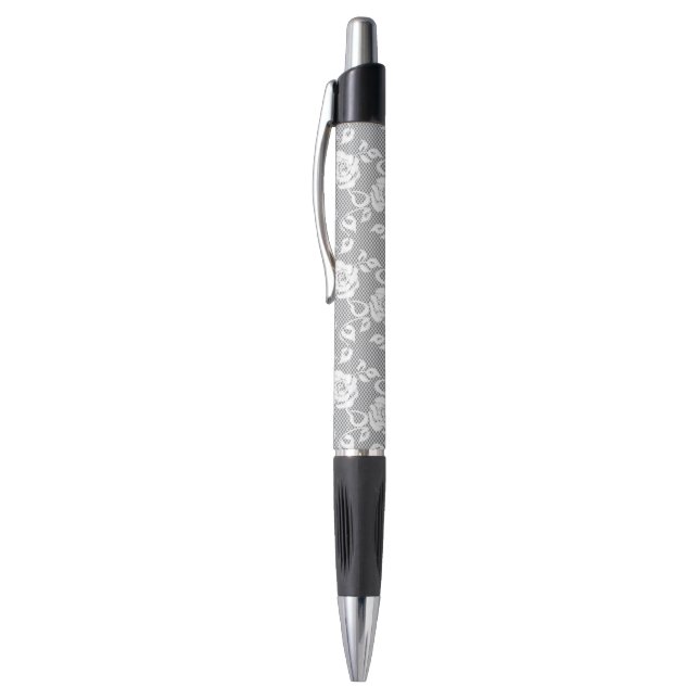 White lace pattern on gray background pen (Top (Vertical))