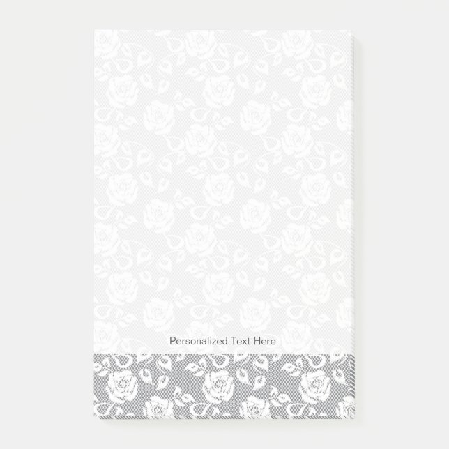 White lace pattern on gray background post-it notes (Front)