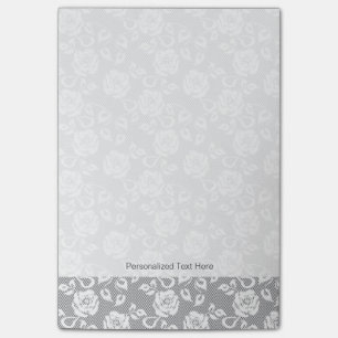 White lace pattern on gray background post-it notes