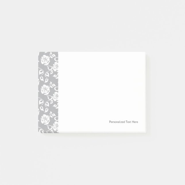 White lace pattern on gray background post-it notes (Front)