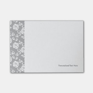 White lace pattern on gray background post-it notes