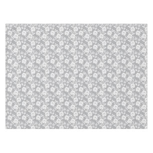 White lace pattern on gray background tablecloth