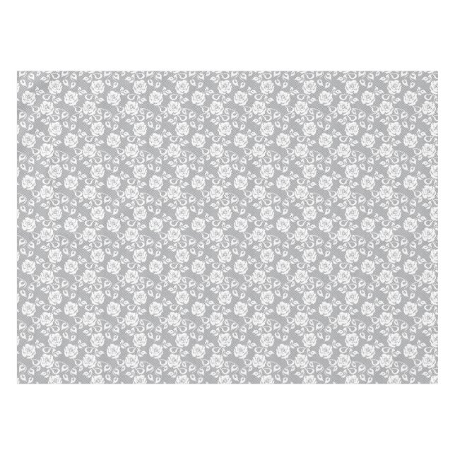 White lace pattern on gray background tablecloth (Front (Horizontal))