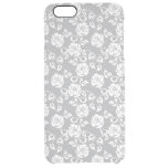 White lace pattern on gray background clear iPhone 6 plus case
