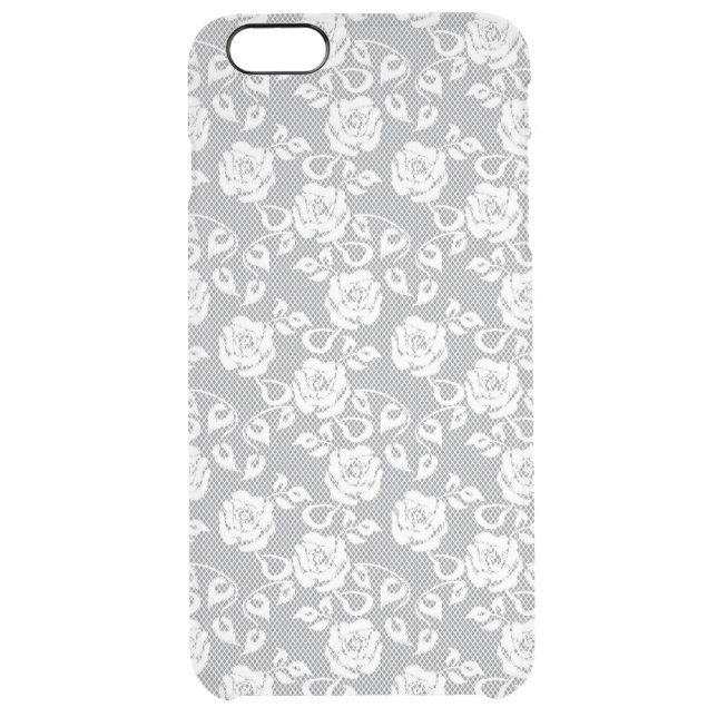 White lace pattern on gray background uncommon iPhone case (Back)