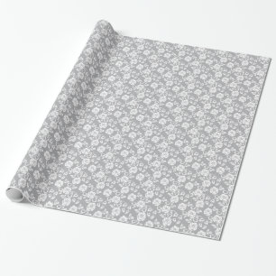 White lace pattern on gray background wrapping paper