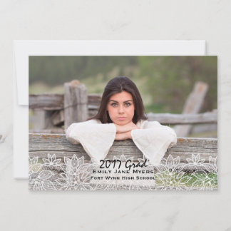White Lace Photo Graduation Announcement